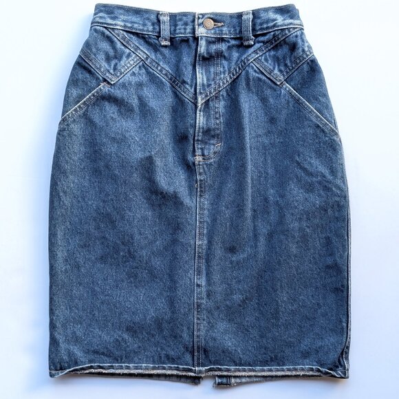 Dresses & Skirts - Zena Vintage High Waisted Denim Skirt – 90s Blue Jean Midi, Retro Y2K Pencil